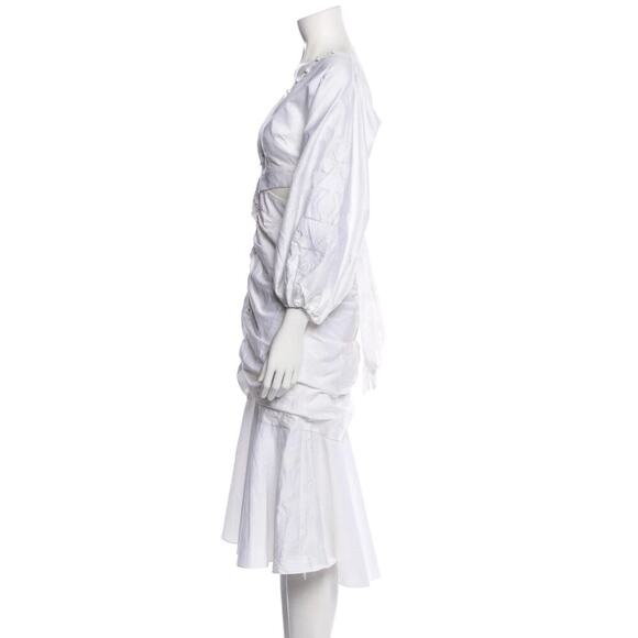 AMUR V Neck White Midi Cut Out Dress Small New w Tags - Picture 7 of 8